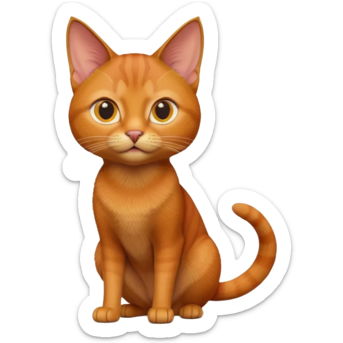 A 3D cartoon Abyssinian cat with orange-ginger coat, detailed fur texture, energetic pose, bright studio lighting, Memoji-style. sticker