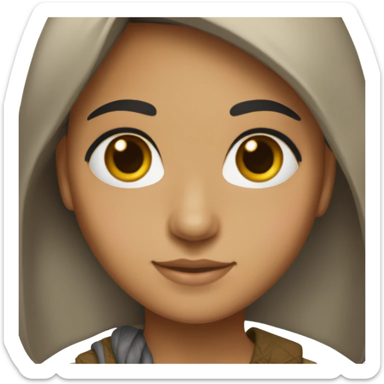 An afghan girl with olive skin color and black hair with brown eyes sticker