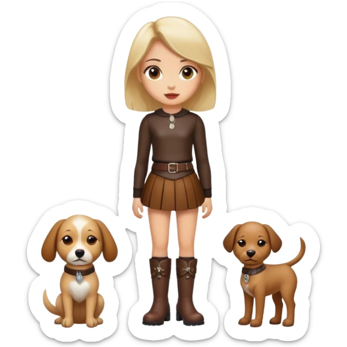 Girl dressed like a dog and in  leather skirt and boots sticker