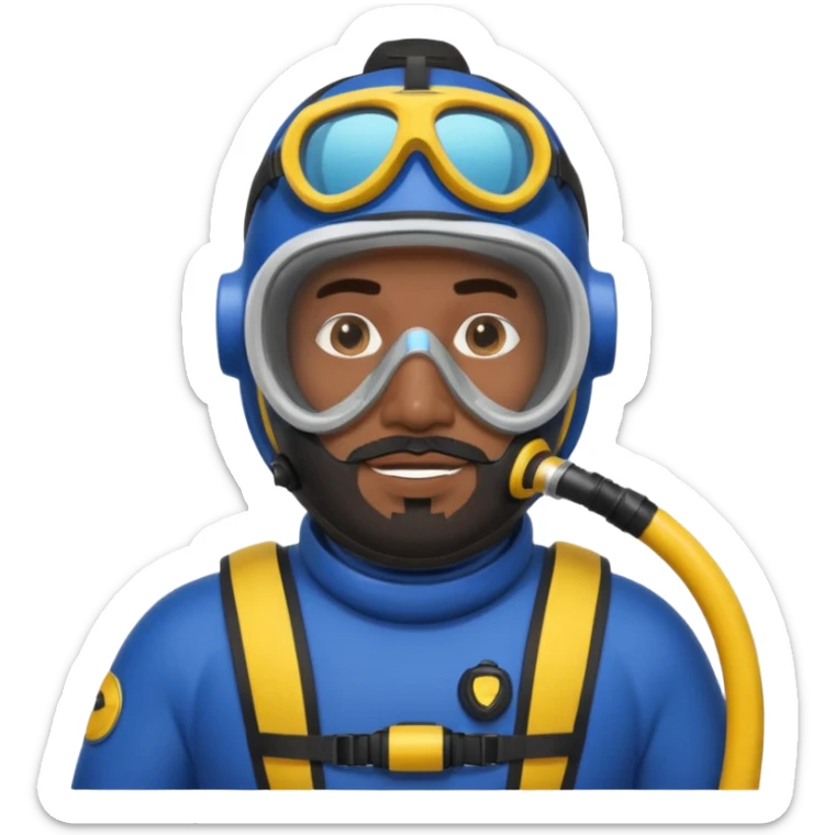 Moroccan Male 38, dark hair, short beard, slightly overweight, scuba diving sticker