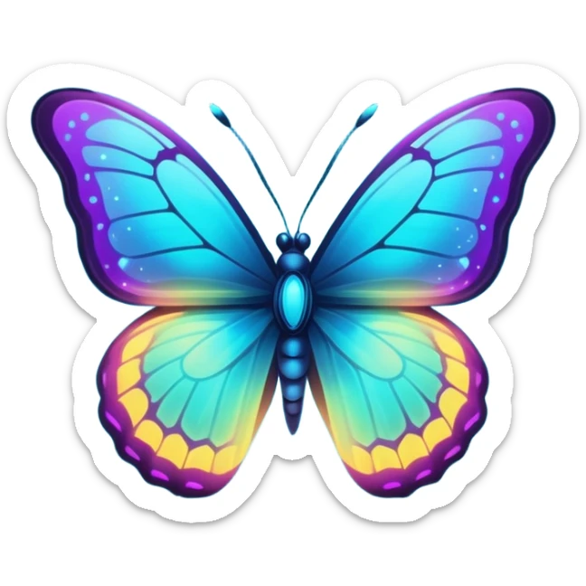 Bioluminescent nebulae abyssal dark and neon-glowing nightly dusky starry sparkly butterfly sticker