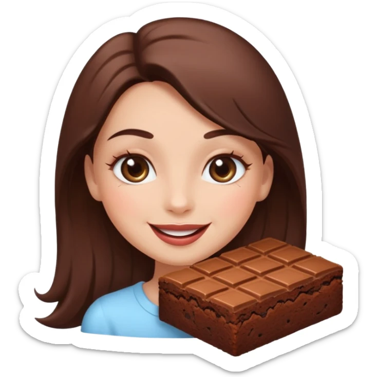 brownie with a feminine vibe, Feminine facial features with expressive eyes and lashes, soft lips, confident attitude.  420-friendly aesthetic sticker