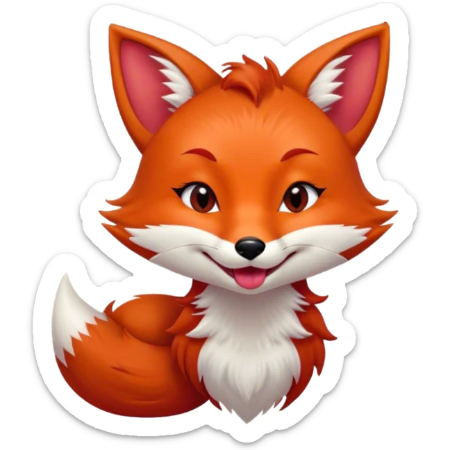 Mischievous girl fox winking with one eye closed and tongue sticking out sticker