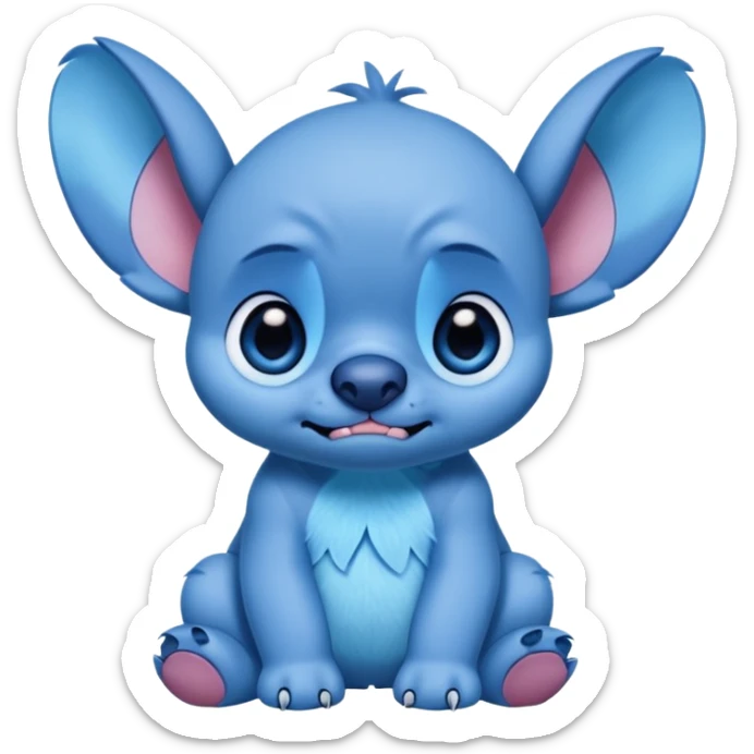 sad stitch full body and cute animated looks like the stitch in the Disney animated movie make his eyes animated sticker