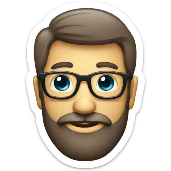 El hombre con barba sonriendo con los ojos ligeramente cerrados detrás de las gafas brillantes, indicando un momento alegre. sticker