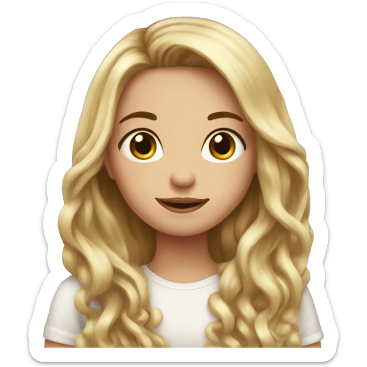 Girl with long hair and with long nail and pretty sticker