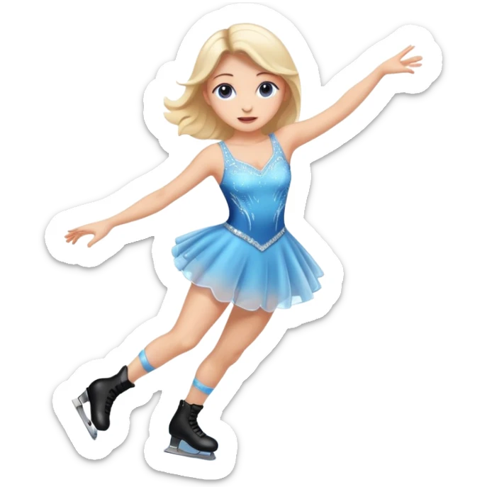 buz pıstının ustunde kayan,yarısma ıcın elbıse gıymıs ve artıstık hareketler yapan kadın emojısı  sticker