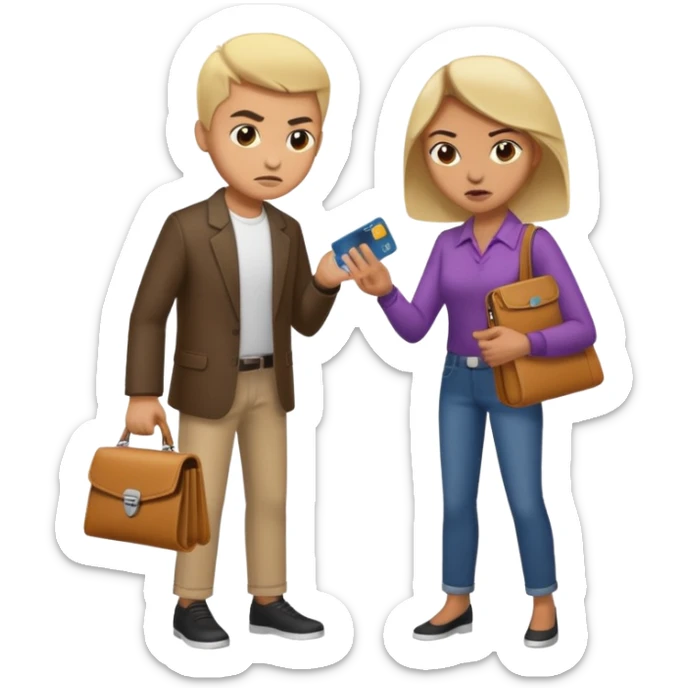 persona devolviendo billetera a otra persona una persona canela y otra persona blana, racista sticker
