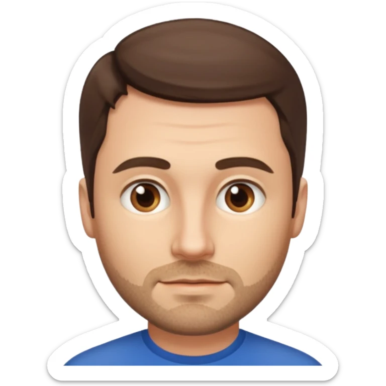 Homme blanc 40 ans cheveux courts barbe naissante visage fin sticker