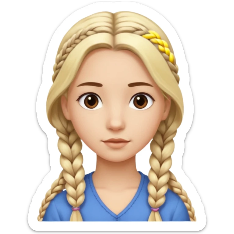 Girl long flowing blonde hair and  girl with DARK BROWN HAIR ONE BRAID on one side.   sticker