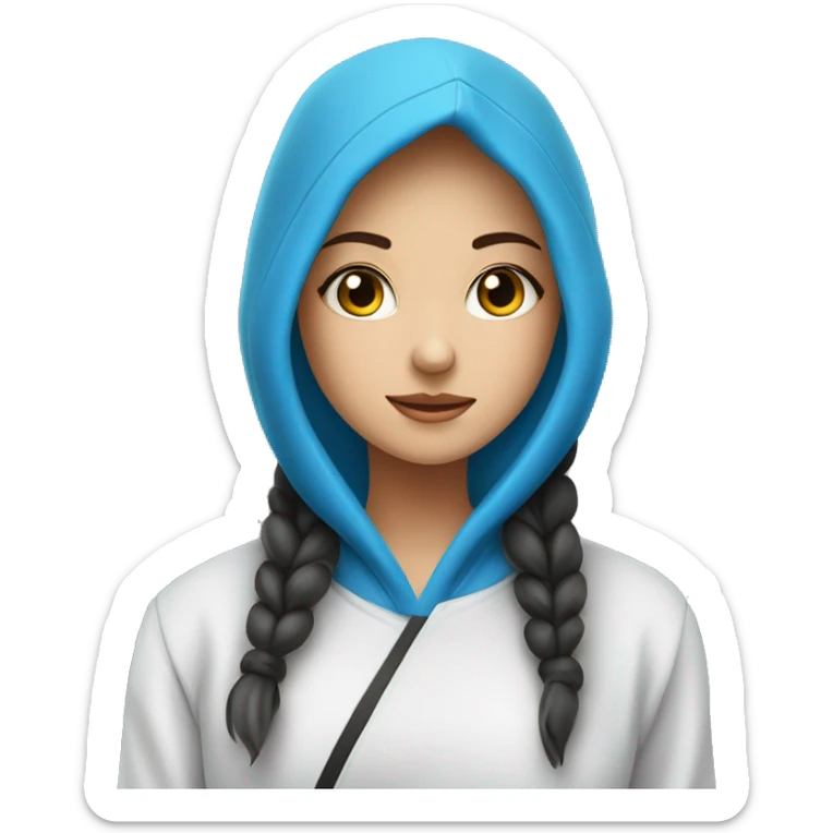 A girl wearing a blue Hoodie and eat sushi ￼￼ sticker