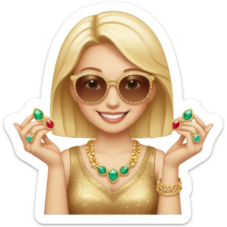 Cat wearing sunglasses smiling superstitious woman squeezing her family jewels sticker