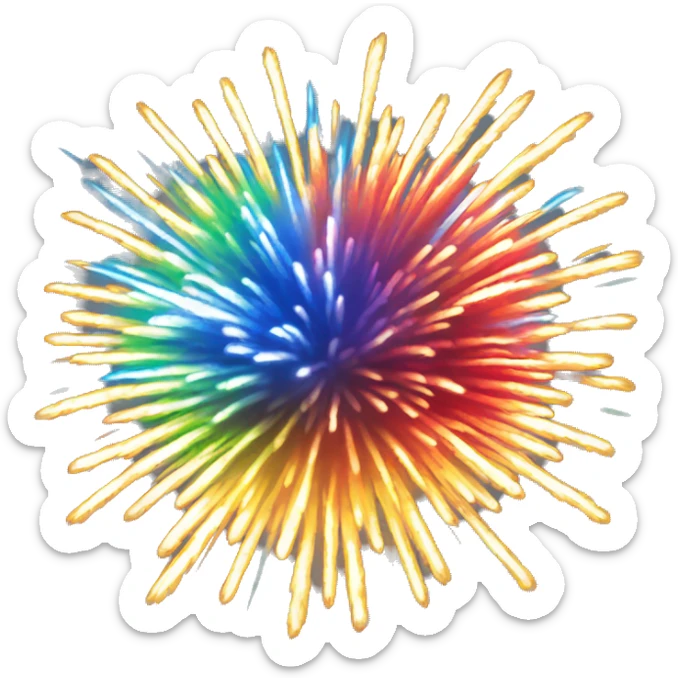 A colorful explosion of fireworks lighting up the sky with bright streaks of red, blue, green, and yellow, typically seen during celebrations or festivals sticker