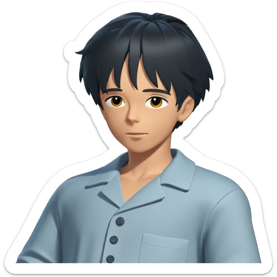 boy in pajamas with shadow sticker