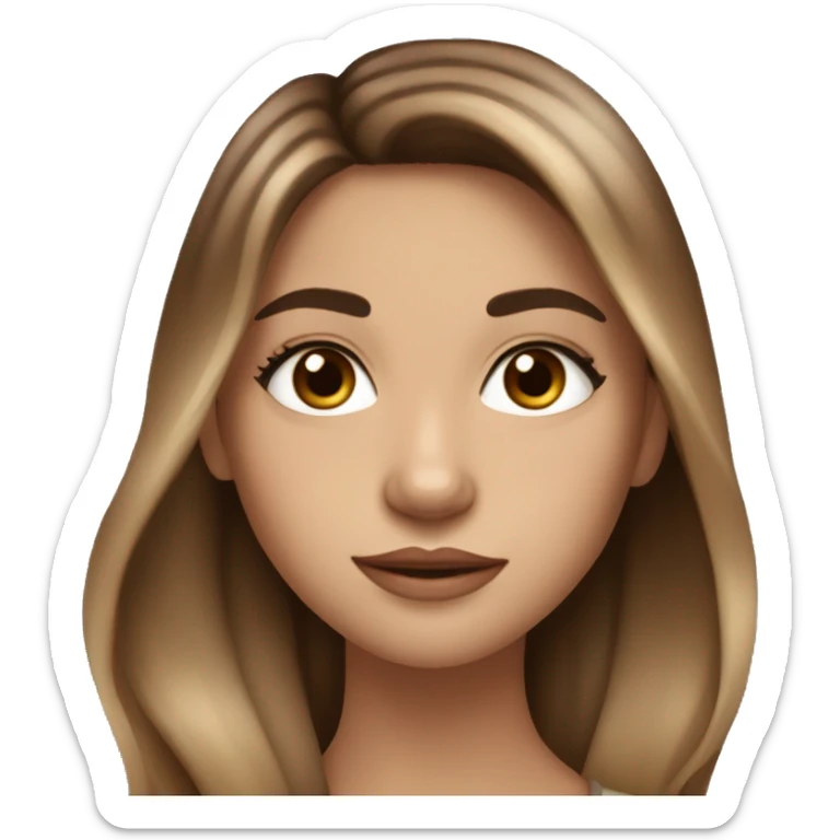 Girl with long ombré brown hair, fair skin, big almond shaped hazel eyes and long eyelashes  sticker