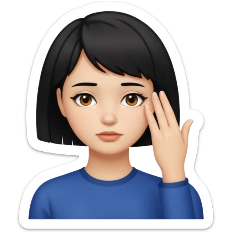 Girl with black hair and short hair  like boy hair who put her hand on her face like 🤦🏻‍♀️ sticker