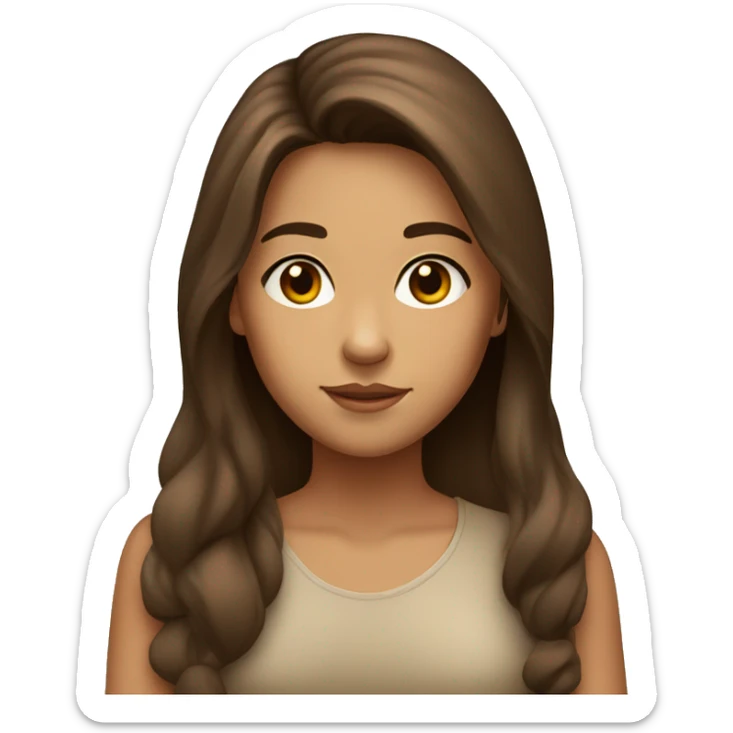 A girl with long brown hair, with brown eyes and with tan skin and rolling her eyes sticker