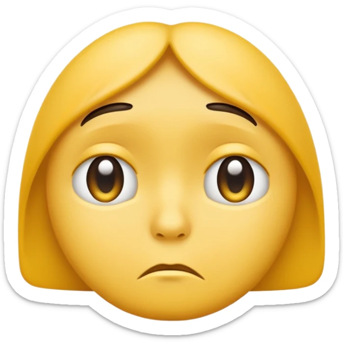 sad face with a big pouty bottom lip, and sad eyes and make it the emoji face not a human face sticker