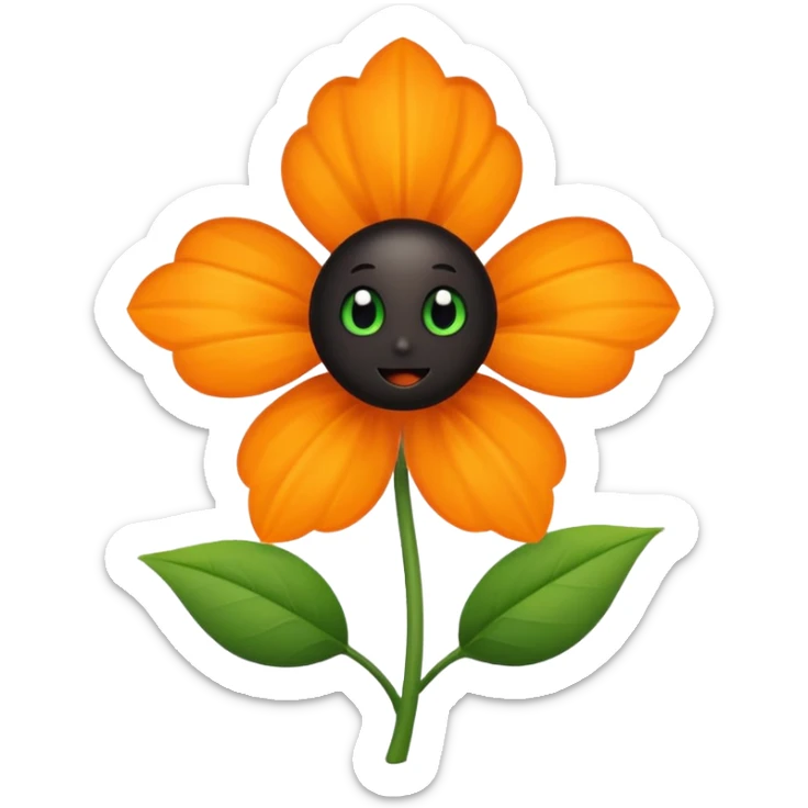 Green stem, white bud with black cartoony face: ;p. And six heart shaped yellowish orange petals sticker