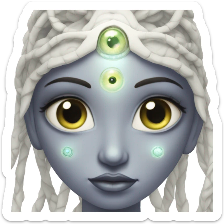 Ethereal alien goddess with cyborg eye sticker