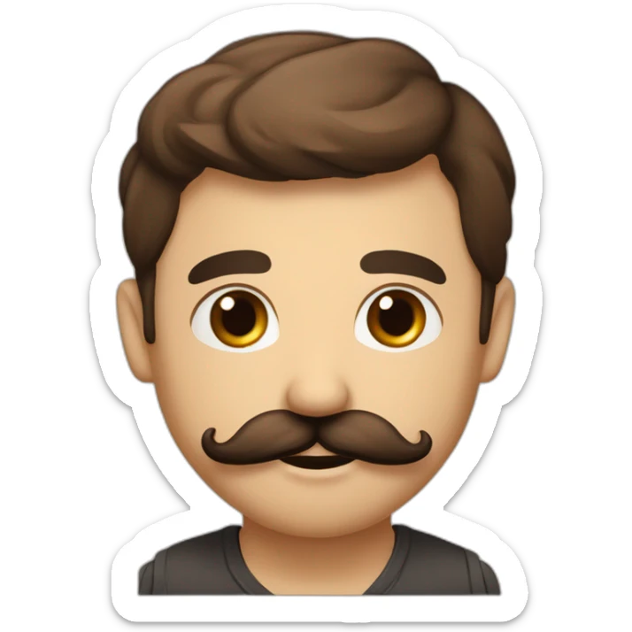 Francais italien argentin brun yeux marron moustache regard tenebreux sticker