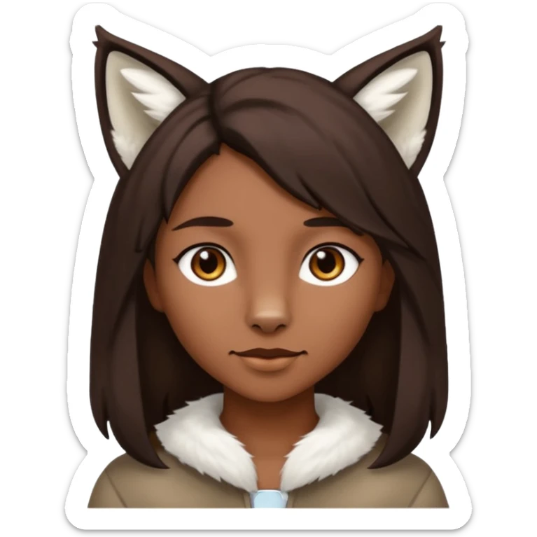 Homme Hybride au cheveux marron foncé avec des oreilles de lynx blanc sticker