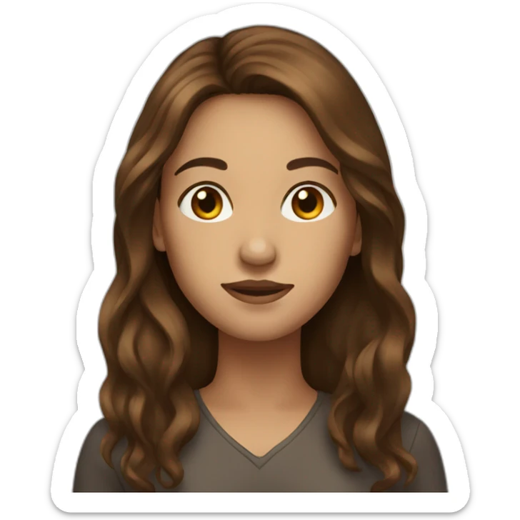 women, long brown hair sticker