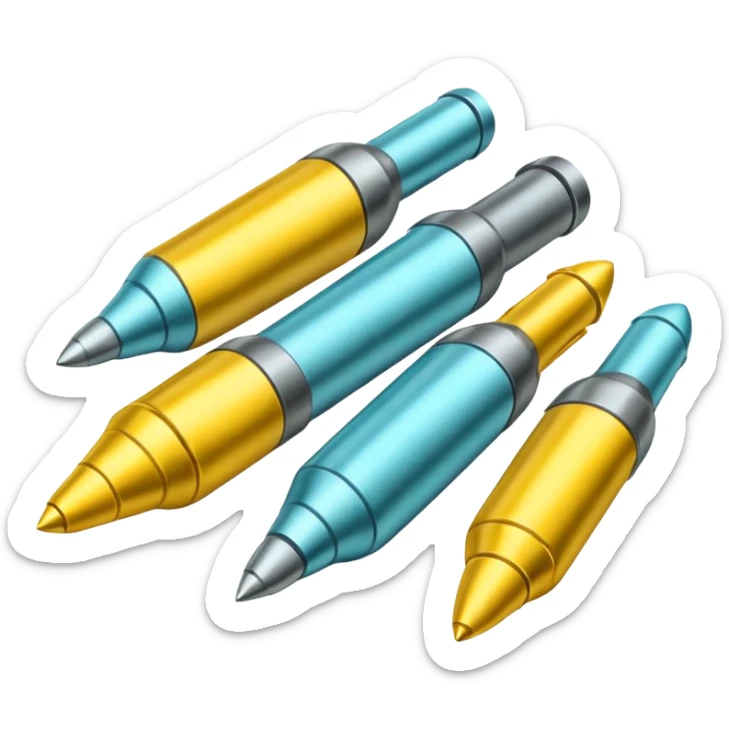 five bullets. four of them of one yellow and gray and the fith one of another color as hioghlighted sticker