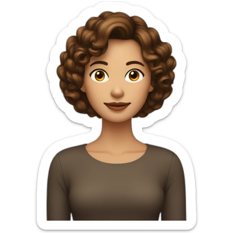 Mujer, 35 años, pelo con ondas color marrón, corte carre largo y flequillo con línea al medio sticker