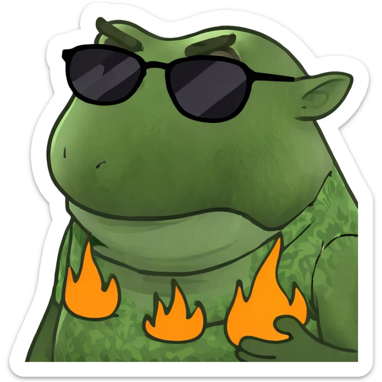 Combine the ogre emoji, the hot emoji, and the eyes looking emoji into a new emoji sticker