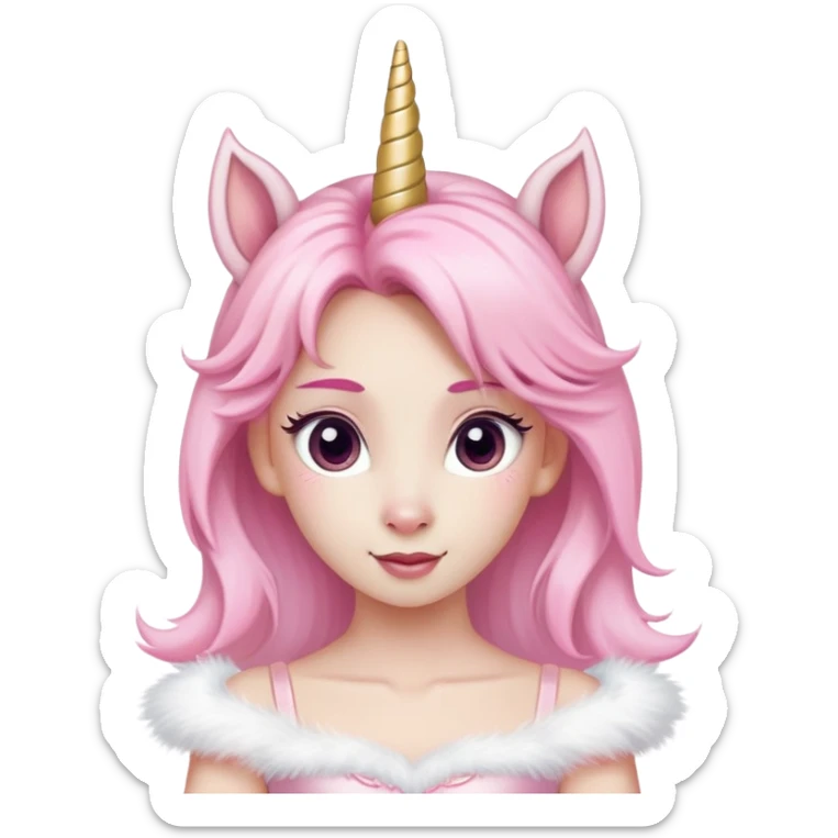 anthropomorphised female unicorn ballerina, head and shoulders, straight on, relaxed pose sticker