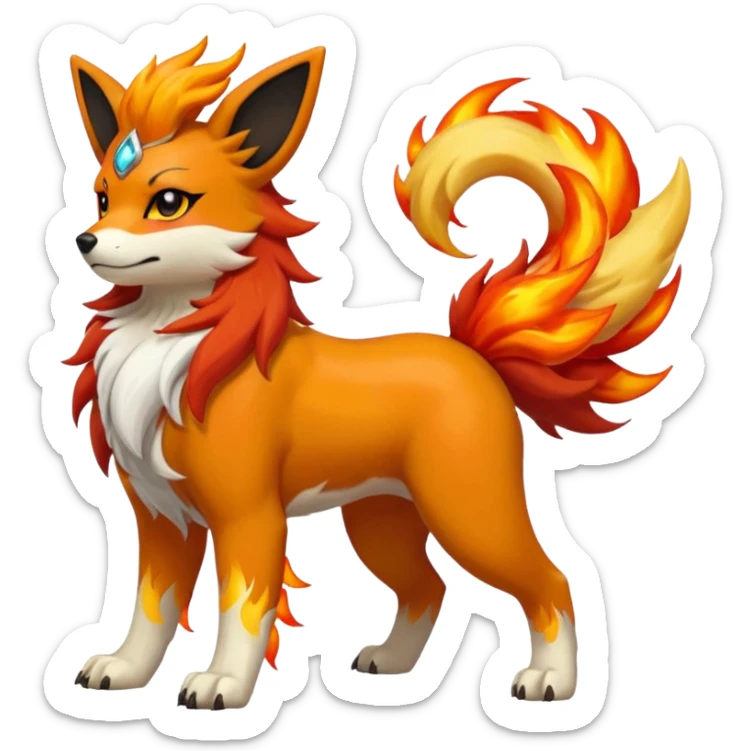 Flareon-Houndour-Growlithe-Solgaleo-fusion-hybrid, full body sticker