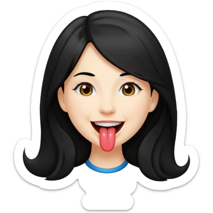 femme longs cheveux noire peau claire qui en tirant la langue sticker