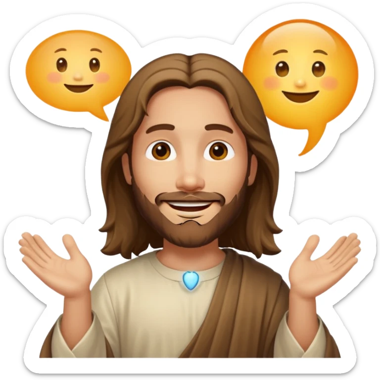 jesus sonrie y una burbuja de dialogo dice gracias por tu compra sticker