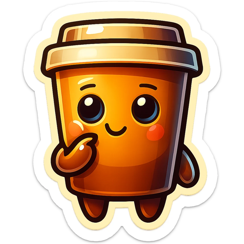 Tall coffee cup, pondering, thinking sticker