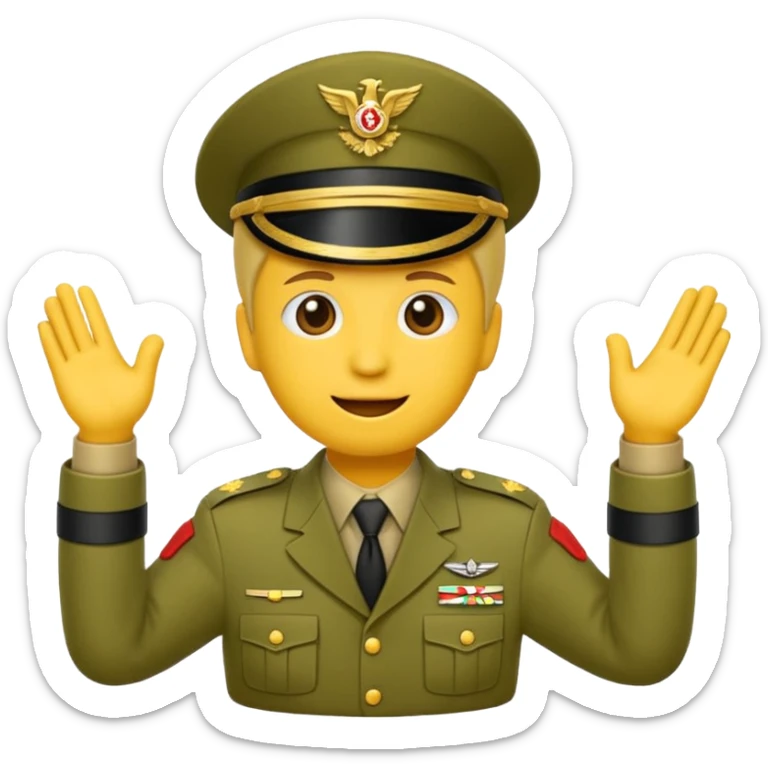 Eine salutierenden Emoji (Hautfarbe: gelb ) in Armee Klamotten männlich salutierend sticker