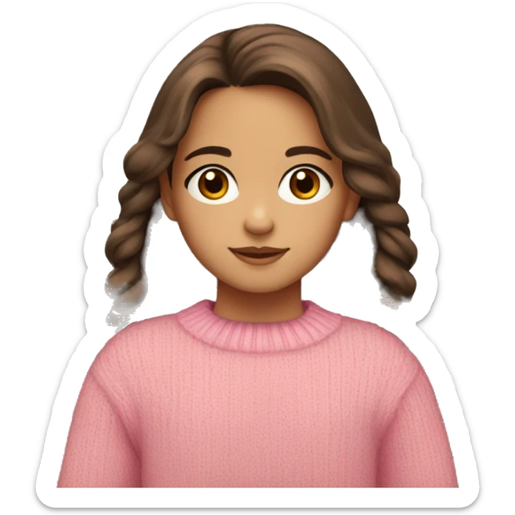 little girl, hispanic, long brown hair, brown eyes, pink sweater, winter sticker
