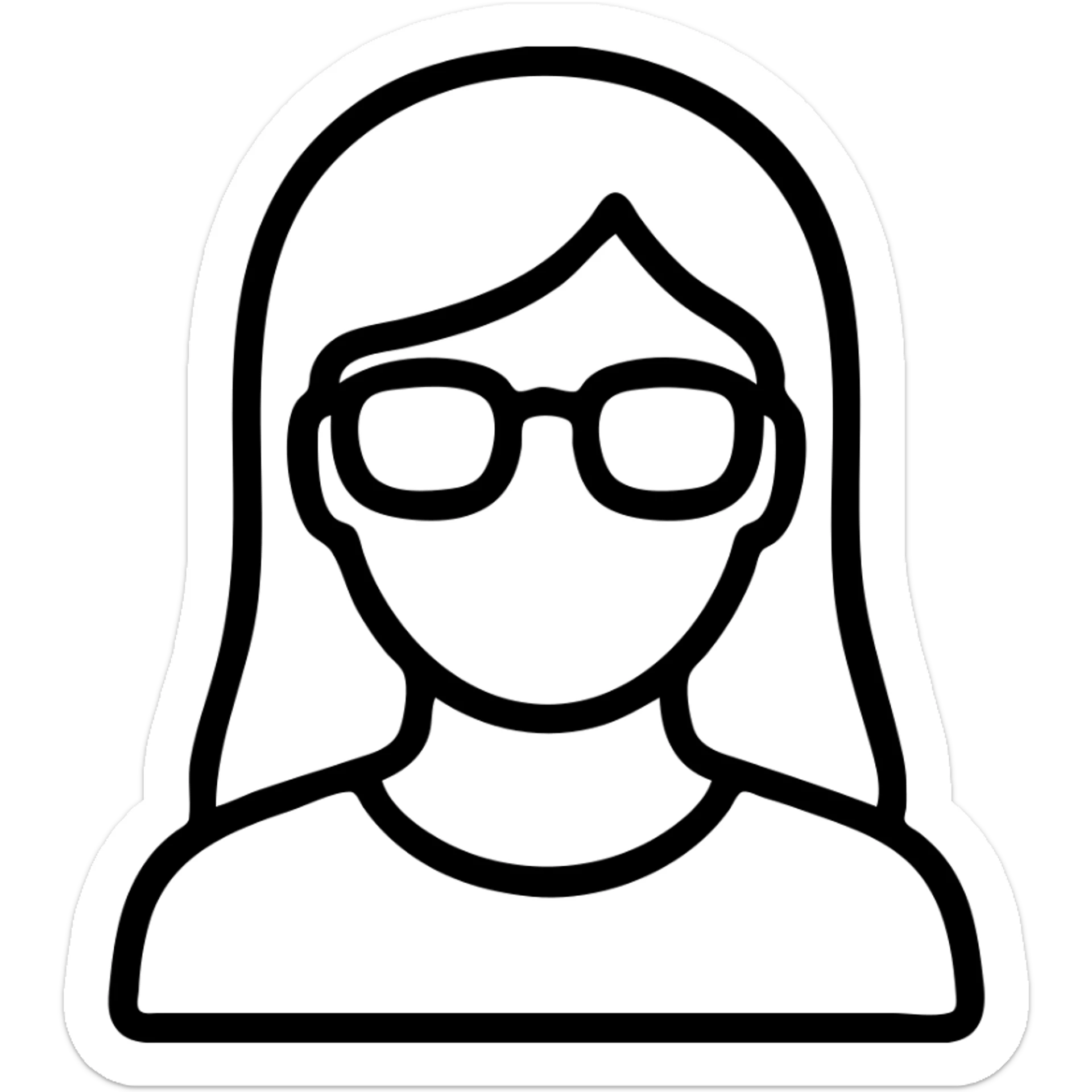 simple avatar of woman with long copper hair, white skin, wearing glasses sticker