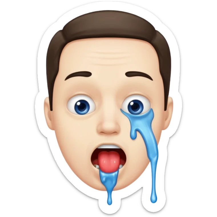 Man Hungry drooling and blue saliva dripping out of the mouth sticker