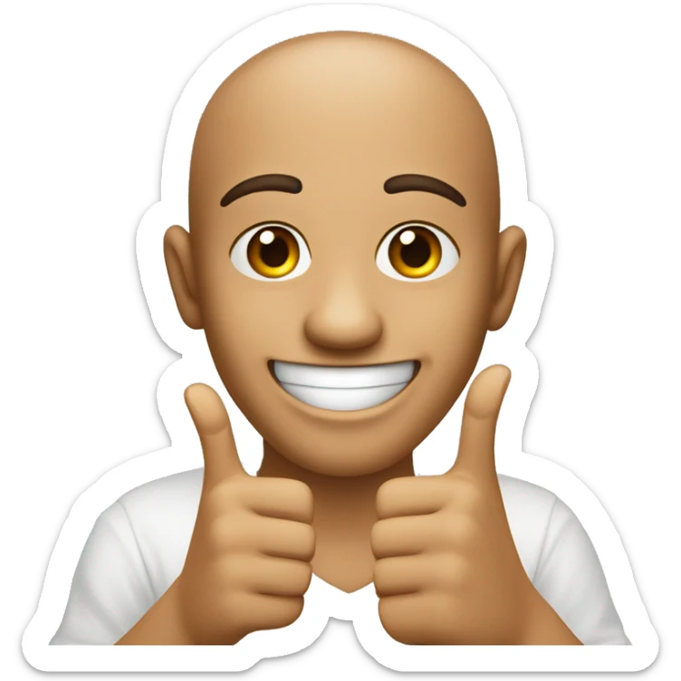 round face very smiling, with the thumb of the left hand between the ring and index fingers, en lenguaje de señas colombiano sticker