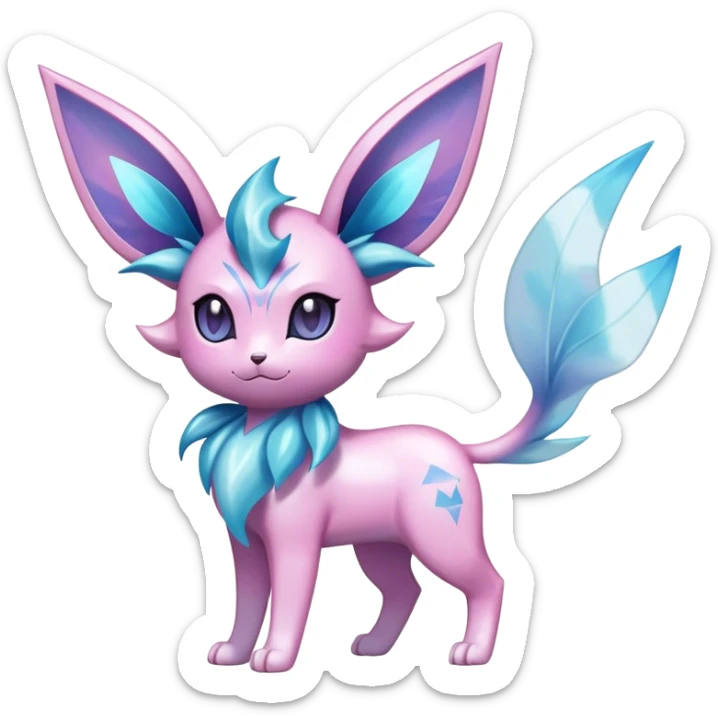 Shiny Cool Sparkly Cute Ethereal Espeon-Glaceon-Sylveon-Vaporeon-Fakemon-hybrid-fusion- full body sticker