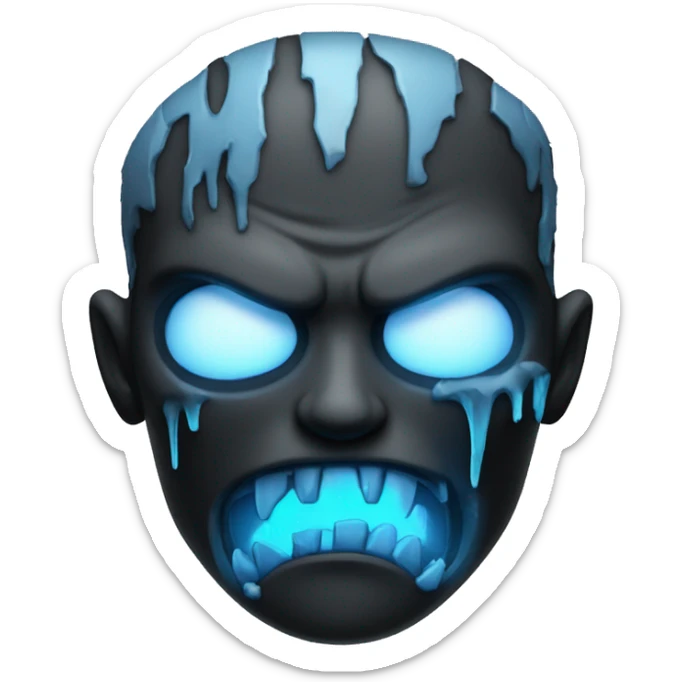 Dark black gray silver maroon zombie face photograph detailed blue flames in mouth blue glow sticker