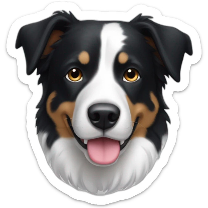 short-hair, black-and-white, border-collie-american-bulldog, white-fur-around-left-eye sticker