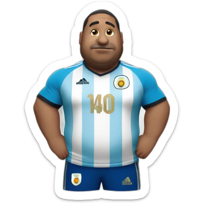 fat man with big nose am and Argentina soccer shirt sticker