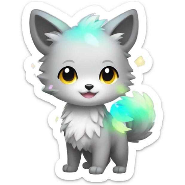Cute Kawaii Chibi Fur-Sona Pretty Shiny Colorful Sparkly Fakemon Full Body sticker