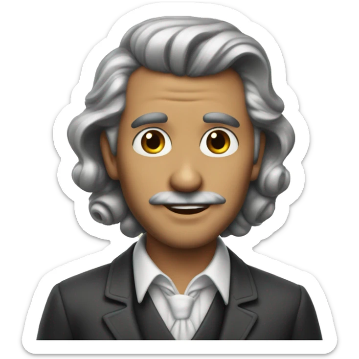 A man wearing a 1950s dress, very male face, long 1950s hair sticker