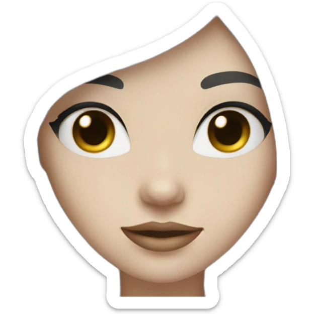 White skin girl with black hair and eyes with white jeans and black top sticker