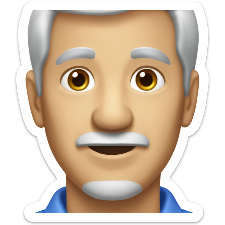 old italian man, grey hair, no facial hair. wearing a blue smart polo shirt sticker