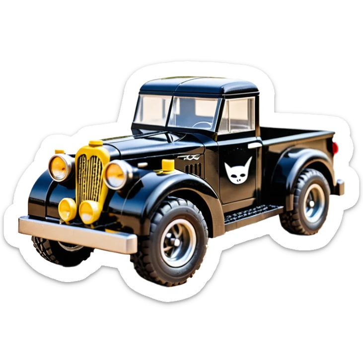 1:10 off-road lcg smoking Basher Wednesday Adam’s CatWoman’s 1954 blackened tarnished hotrod streamlined Lego jaguar extended cab rc pickup (ridiculously extra wide low-profile pin tires without fenders) sticker