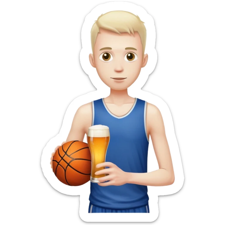 coked out skinny man with beer in his hands and a basketball sticker